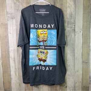 Nickelodeon Size 3XL Sponge Bob Square Pants Short Sleeve Crewneck T-Shi…
